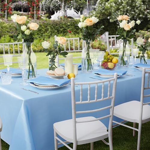 6 Pack Square Satin Table Cover, 52 x 52 Inches, Light Blue - Image 4