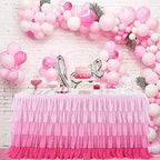 HB HBB MAGIC Pink Table Skirt Ruffle Tutu Tablecloth for Rectangle Tables Baby Shower Princess Birthday Party Decorations 14ft - Image 4