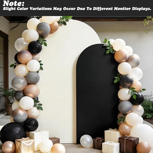 Set of 2 Arch Backdrop Covers Cream Black(7.2Ft, 6Ft), 2-Sided Spandex Fitted Round Top Chiara Arch Backdrop Stand Covers for Baby Shower Wedding Birthday Party Decor Supplies (Only Cover) - Image 3
