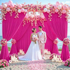 8 Panels Hot Pink Backdrop Curtain for Parties Fuchsia Wrinkle Free 40ft x 10ft Backdrop Drapes Panels for Baby Shower Birthday Photo Photography Polyester Fabric Background Decoration - Image 3
