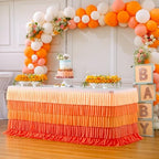 Orange Table Skirt Ruffle Fall Tablecloth for Rectangle Table 14ft Thanksgiving Christmas Birthday Party Baby Shower by Besutolife