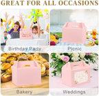 TryDrem 30 Pack Large Gable Boxes with Handles, 9x6x6 Inch Spacious Capacity Party Favor Boxes, Pink Treat Box for Gifts, Bread, Cookies, Lunch, Bakery, Wedding, Birthday, Picnic - Image 6