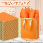 Yeaqee 50 Pcs Metallic Paepr Gift Bags Bulk with Handles,Orange - Image 2
