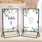 Floroom 12 Pack 5x7 Inch Clear Acrylic Sign Holders, Black Border Double-Sided Vertical Picture Frames & Display Stands for Table Numbers, Photos, Menus, Flyers, Weddings, Parties & Events - Image 4