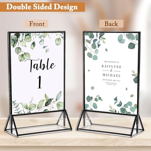 Floroom 12 Pack 4x6 Inch Clear Acrylic Sign Holders, Black Border Double-Sided Vertical Picture Frames & Display Stands for Table Numbers, Photos, Menus, Flyers, Weddings, Parties & Events - Image 4