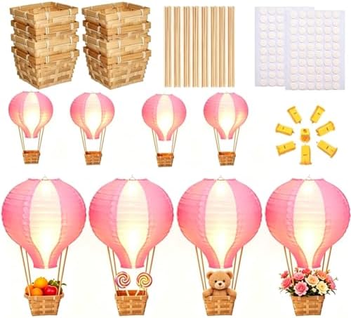 Palmhill 8 Sets 11.8" Hot Air Balloon Decorations Lanterns With Led Light by Palmhill