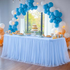 Baby Blue Table Cloth Spandex Table Covers 6ft Fitted Tulle Tablecloth Rectangular Desk Skirt Stretch Light Blue Table Cloths Covers Party Banquet Birthday Baby Shower Wedding Table Cloth, 2 Pack - Image 4