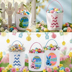 Honeydak 6 PCS Easter Basket for Kids, Bunny Tote Bags Mixed Colors - Image 4