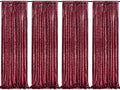 Sequin Curtain 4 Panels 2x8FT Burgundy Sequin Backdrop for Wedding Decor by QueenDream