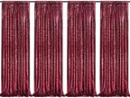Sequin Curtain 4 Panels 2x8FT Burgundy Sequin Backdrop for Wedding Decor by QueenDream