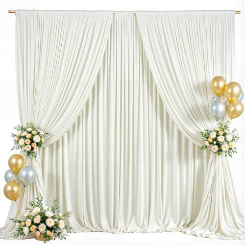 50x8ft Ivory Backdrop Curtains for Parties Wrinkle Free Fabric Backdrop Curtain Wedding Photo Backdrop Drapes for Birthday Party Baby Shower Bridal Shower Photography Back Drop 10 Panels 5x8FT by Suppromo