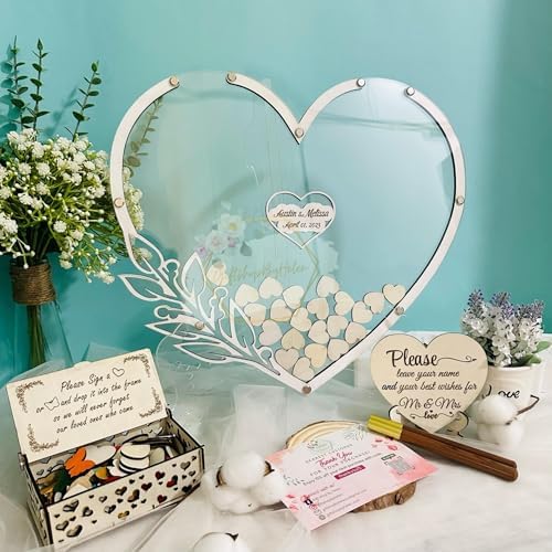 Wedding Guest Book Alternative, Drop Top Frame with Hearts Dropbox - Image 2