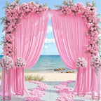 10ftx12ft Wrinkle Free Pink Backdrop Curtain for Parties, 2 Panels Silky Polyesyer Photo Backdrop Drapes 12 ft Long Back Drop Cloth for Wedding Girls Birthday Photography Background - Image 5