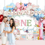 Party Inspo Wonderland 1st Birthday Girl, 145 PCs – Fairy Onederland First Birthday Party Supplies with Tea Party Backdrop, Balloon Garland, Cake Topper, Hanging Arrow Signs - Image 6