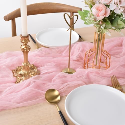 Pink Cheesecloth Table Runner Fall Wedding Birthday Party Home Decor 6 Pack - Image 3