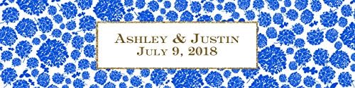 100 Blue & Gold Foil Frame Wedding Anniversary Engagement Party Water Bottle Labels Bridal Shower Birthday - Image 3