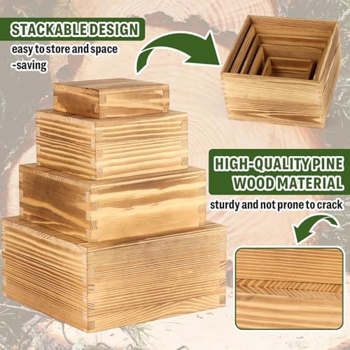 8-Pack Pine Wood Buffet Risers, Multi-Size Food Display Stands - Image 6
