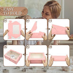 KPOSIYA 65 PCS 8x6x2.5 Inch Cookie Boxes with Window Pink Bakery Boxes Pastry Boxes for Gift Giving, Treat, Dessert, Cupcakes, Chocolate, Strawberries, Donuts, Muffins (5 Style Windows) - Image 4