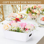 AFOROEOA 6 Pack White Gift Baskets Empty, 10x8 Thick Paper Basket with 6 Clear Bags and 6 Pull Bows, White Empty Gift Baskets for Wedding Bridal Shower Baby Shower Easter Birthday Wrapping - Image 7