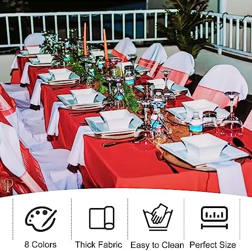 4 Pack Square Table Cloth 85x85 Inch Red Tablecloth Machine Washable Fabric Polyester Table Cover for Dining, Buffet Parties, Picnic, Events, Weddings and Restaurants（Red） - Image 7