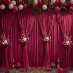 Burgundy Backdrop Curtain 10 Panels-Wrinkle-Free Burgundy Curtains Polyester Photography Drapes for Baby Shower Birthday Party Photo Background Backdrop Stand- 40 X10FT - Image 2