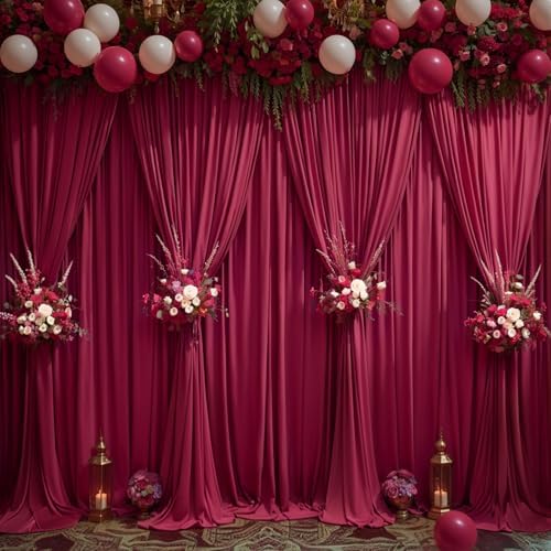 Burgundy Backdrop Curtains 6 Panels - Wrinkle-Free Polyester Photography Drapes for Baby Shower & Birthday Party - 24 X 10FT - Image 5