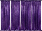 Purple Sequin Backdrop 4 Panels 2FTx8FT Glitter Party Photo Background by QueenDream