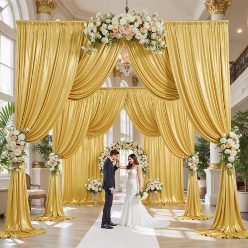 50x15FT Gold Sequin Backdrop Curtain Double Sided by PartyVillage