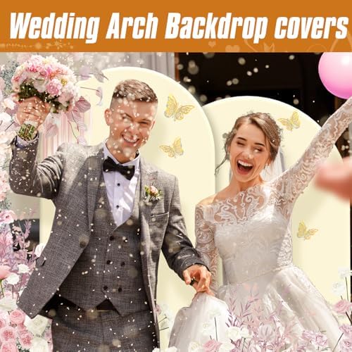 Wedding Arch Backdrop Stand and Covers Set of 2 (7.2FT & 6FT),Double-Color Spandex Fitted Arch Covers Balloon Arch Stand for Wedding/Baby/Shower/Birthday/Party Decor/Indoor Outdoor Use (White+Cream) - Image 2