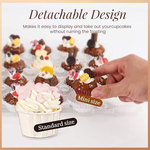 Bundle of 8 Packs Bento Cake Box with Cupcakes and Mini 24 Count Cupcake Containers 20 Pack for Wedding Birthday Party Baby Shower Baking Supplies - Image 6