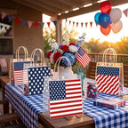 Canchiing 50 Pcs Patriotic Clear Gift Bags Labor Day Gift Bag with Handles - Image 5