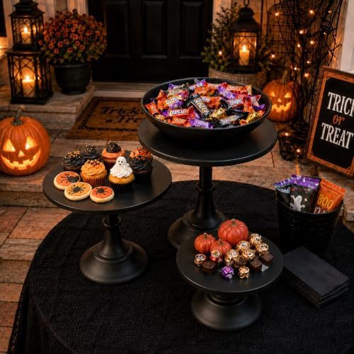 HBlife 3 PCS Black Cake Stand Set (8"/10"/12" Cake Plate), Metal - Image 3