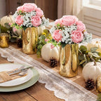 Suncalla 6 Sets Gold Cylinder Vases Artificial Peony Candle Holders, Pink - Image 5