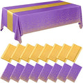 Tudomro 16 Pack Purple and Gold Plastic Tablecloths Satin Runner Set by Tudomro