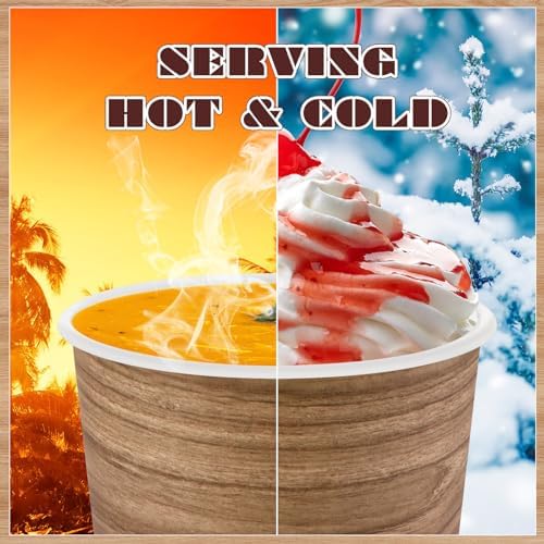 Umigy 180 Pcs Disposable Paper Soup Bowls 9 oz Wood Grain Party Cups - Image 3