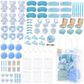 98 PCS Baby Shower Prizes for Game Winners, Pink Spa Party Favors Gifts with Sleep Masks Jewelry Box Scrunchies Claw Clips Powder Puff Gift Bags and Thank You Cards for Guests Bridal Shower (Blue) by JIETING