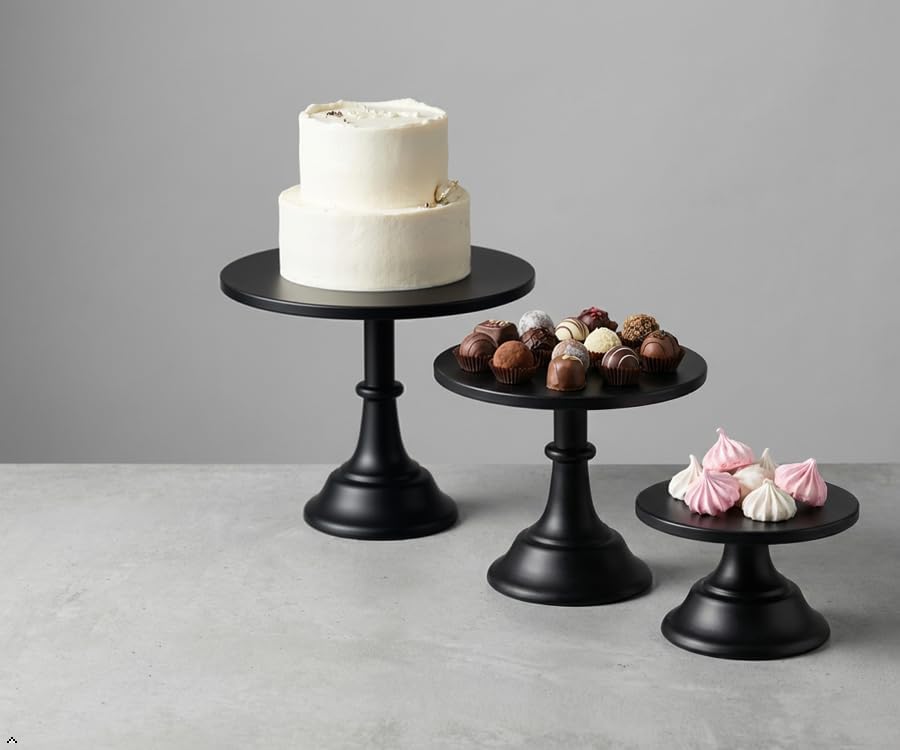 Black 11Pcs Metal Dessert Display Set Round Cake Stand Riser Platter - Image 6