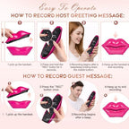 Audio Guest Book Phone for Weddings & Parties, Lip-Shaped Voicemail Recorder, Custom Message Recording, Adjustable Volume, Replay Function (Rose Red) - Image 6