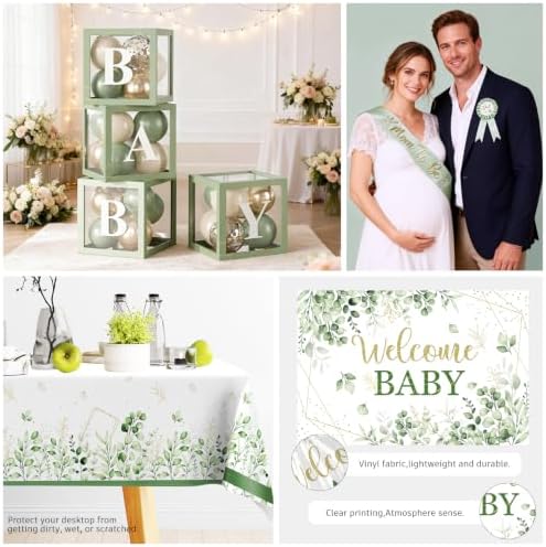 Sage Green Baby Shower Decorations Set,Serves 25 Guests - Image 6