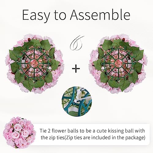 Pink Flowers Balls for Centerpieces: 15.7in Diam, Set of 6 - Image 6