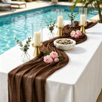 20 Pack Brown 17 x 108 Inch Cheesecloth Table Runner - Boho Gauze Sheer Fabric for Wedding Baby Shower Party Home Decor - Image 3