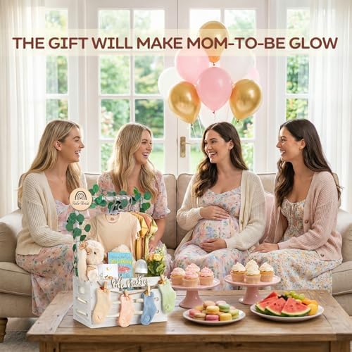 Giftacity Wooden Baby Shower Crate, Large White Personalized Gift Basket - Image 4