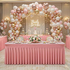 Wish Care 2 Pack Dusty Rose Spandex Table Clothes for 8 Foot Rectangle Tables, 8FT Wrinkle Free Fitted Tablecloths Ruffles Design Table Cloth for Party, Banquet, Wedding and Events - Image 3