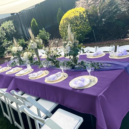 YMHPRIDE 6 Pack Purple Tablecloth 60 x102 inch Polyester Table Cloth for 6 Foot Rectangle Tables, Stain and Wrinkle Resistant Washable Fabric Polyester Table Covers for Wedding Party Banquet - Image 5