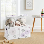 Sweet Jojo Designs Purple Watercolor Floral Girl Small Fabric Toy Bin Storage Box Chest For Baby Nursery or Kids Room - Lavender, Pink and Grey Shabby Chic Rose Flower - Image 2