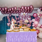 MECCANIXITY 14ft Light Purple Tutu Table Skirt, Tulle Curly Willow Table Skirt for Rectangle Tables, Ruffle Table Skirt for Birthday Wedding Gender Reveal Party - Image 5