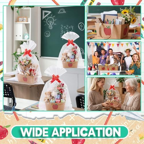 Funnymoom 24 Sets Apple Kraft Gift Baskets with Bags and Bows - Image 5