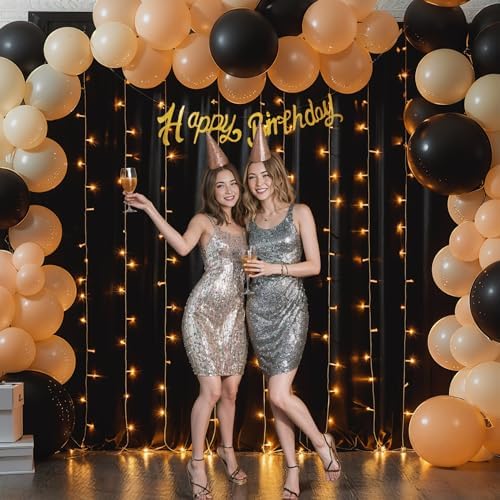 Shillance 20x10ft Black Backdrop Curtains with Lights Photo Drapes Wrinkle Free Fabric Backdrop Curtain for Wedding Birthday Party Baby Shower Bridal Shower Party Background Decorations - Image 4