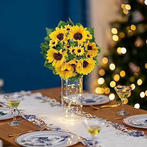 BLOSMON Fake Sunflowers Flower Centerpieces - 6 Pcs Artificial Flowers - Image 3