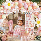 Isn’t She Lovely Isn’t She Onederful First Birthday Decorations, Little Miss Onederful Birthday Party Supplies with Boho Rainbow 1st Backdrop, Banner, Balloon Garland, Crown - Image 5